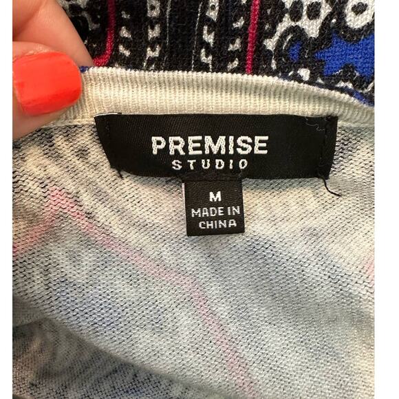 PREMISE STUDIO Blue  Button Up Long Sleeves Cardigan Size M - Picture 3 of 13